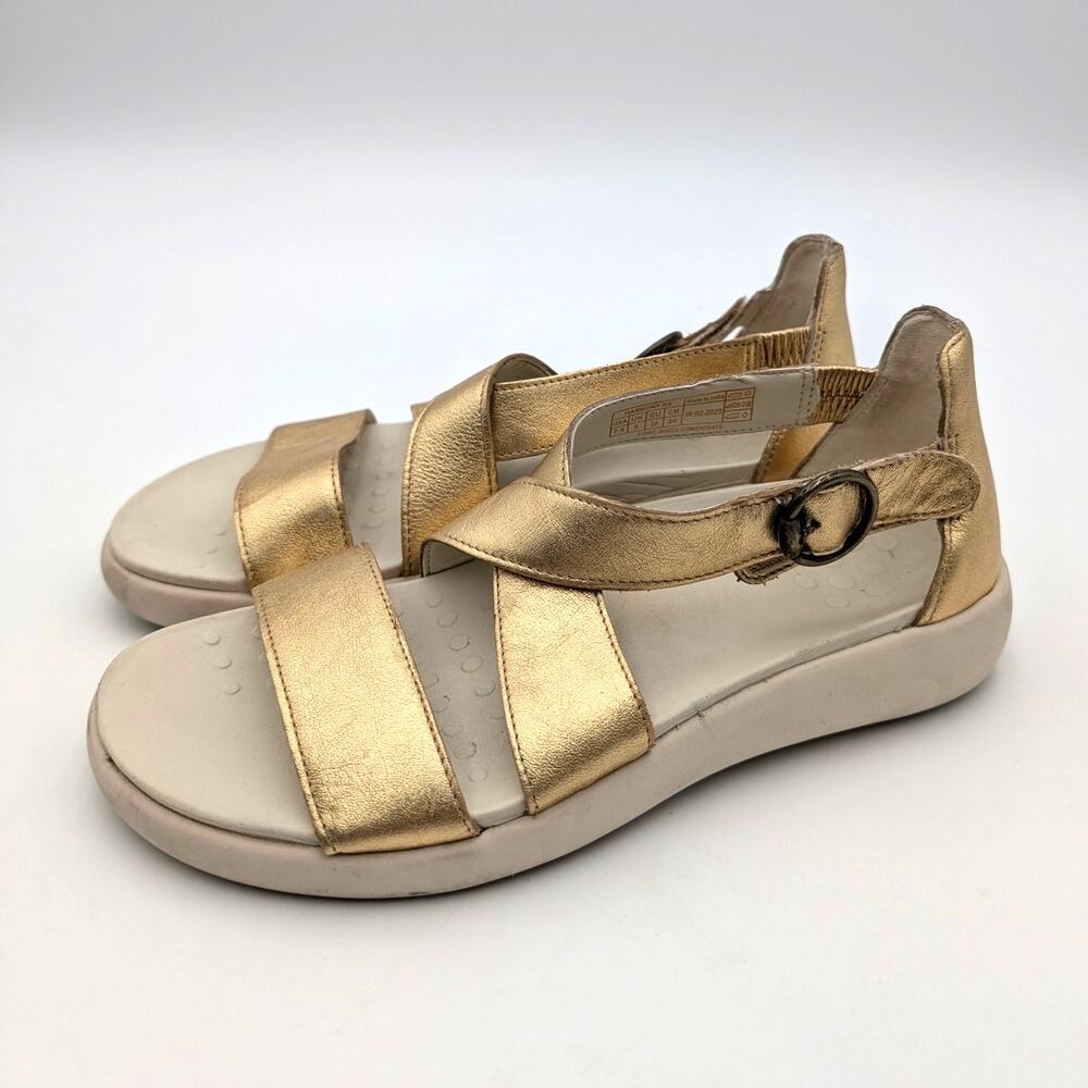 Vionic Harmony RX Ankle Strap Sandals Buckle Women's Gold Size US7.5 EU38